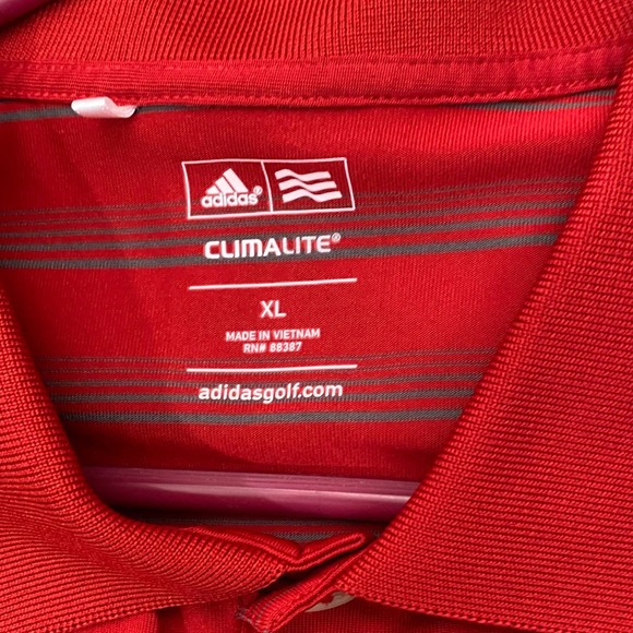 Adidas Climalite Polo Golf Shirt Mens XL Red Striped Preppy Athleisure Sporty - Picture 6 of 8